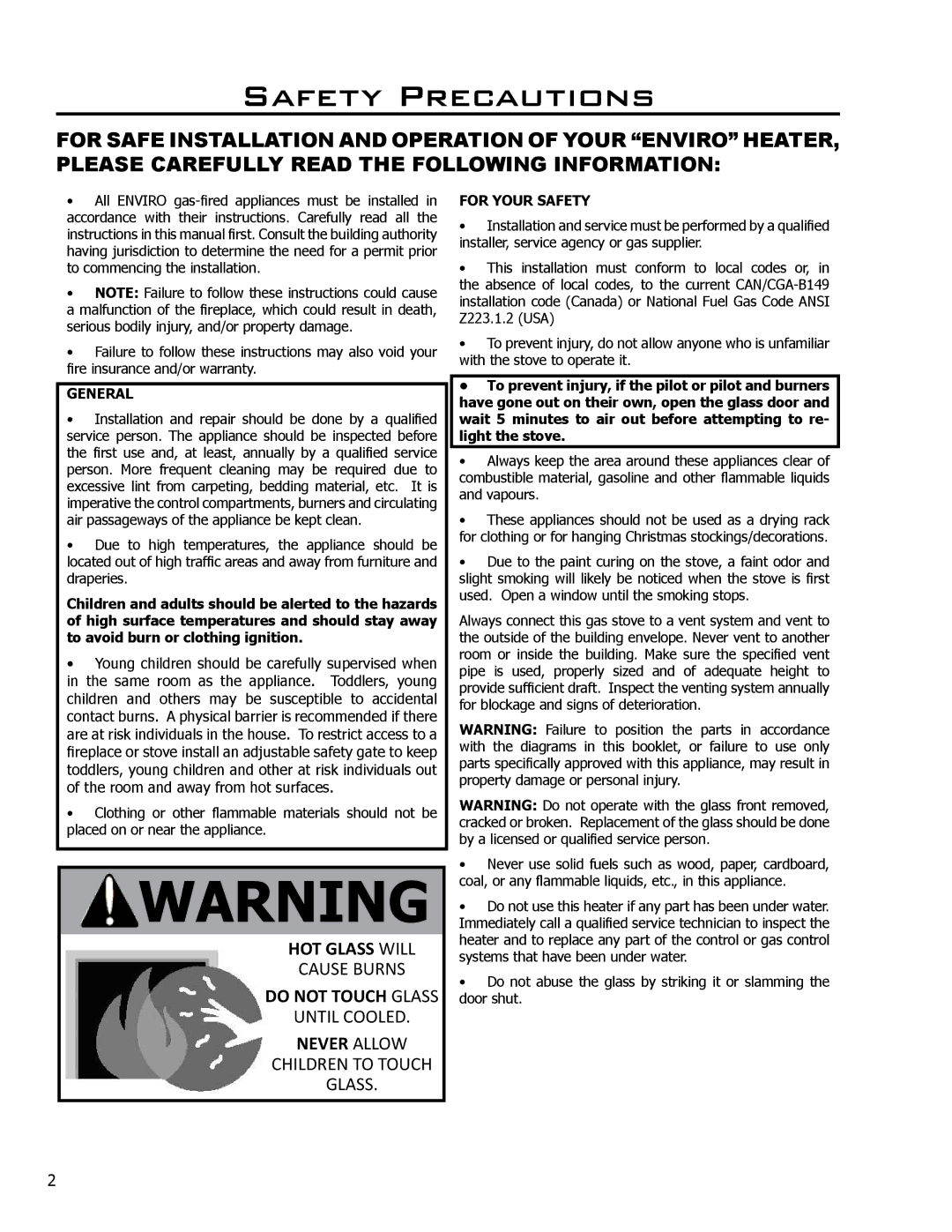 Enviro C-11500 owner manual Safety Precautions, General 