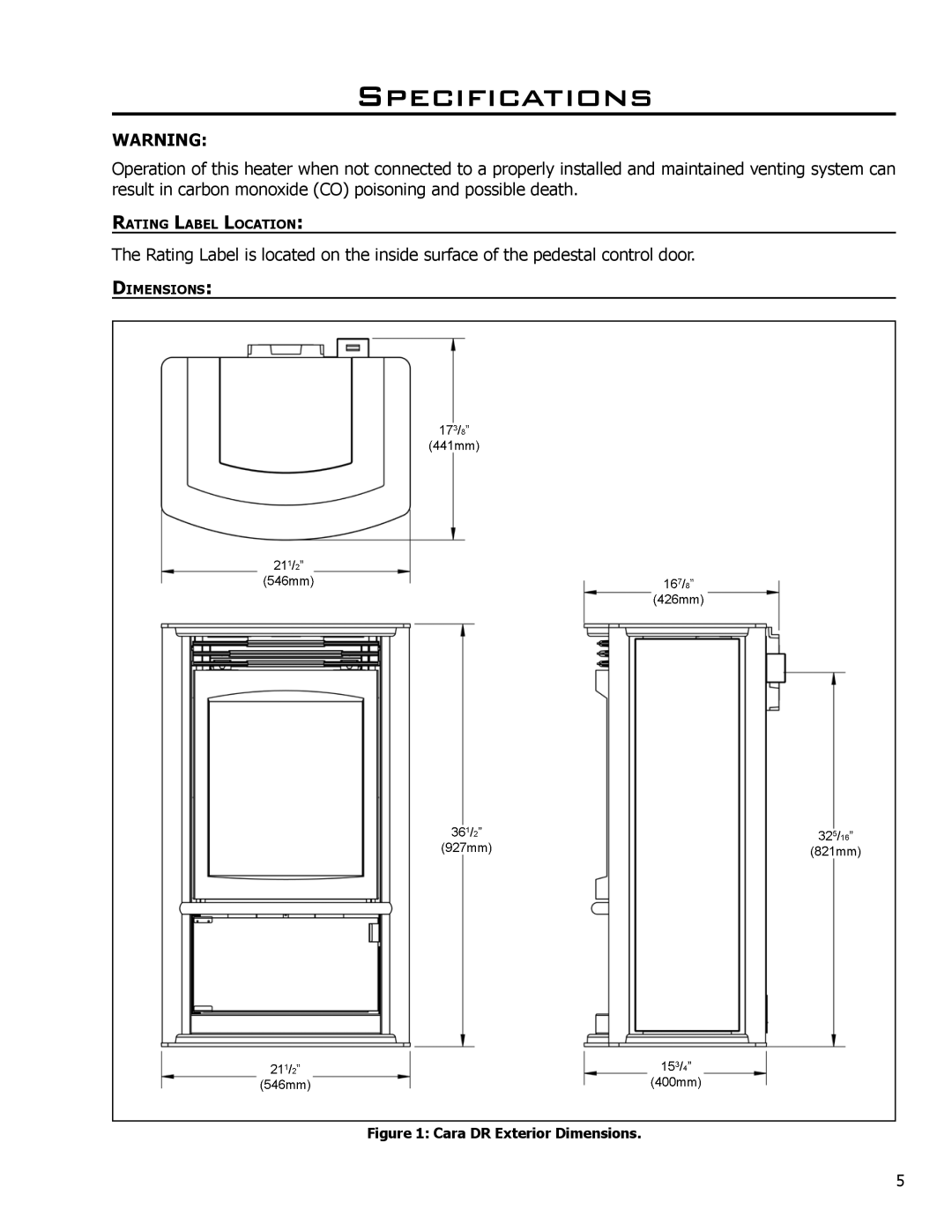 Enviro C-11500 owner manual Specifications, Cara DR Exterior Dimensions 