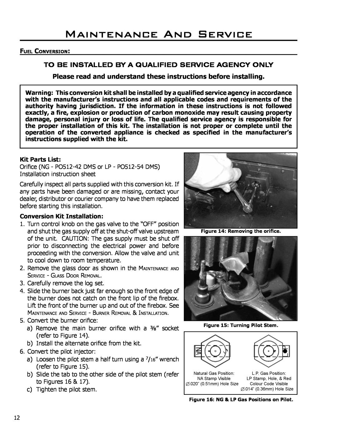 Enviro C-11500 owner manual Maintenance And Service, Kit Parts List 