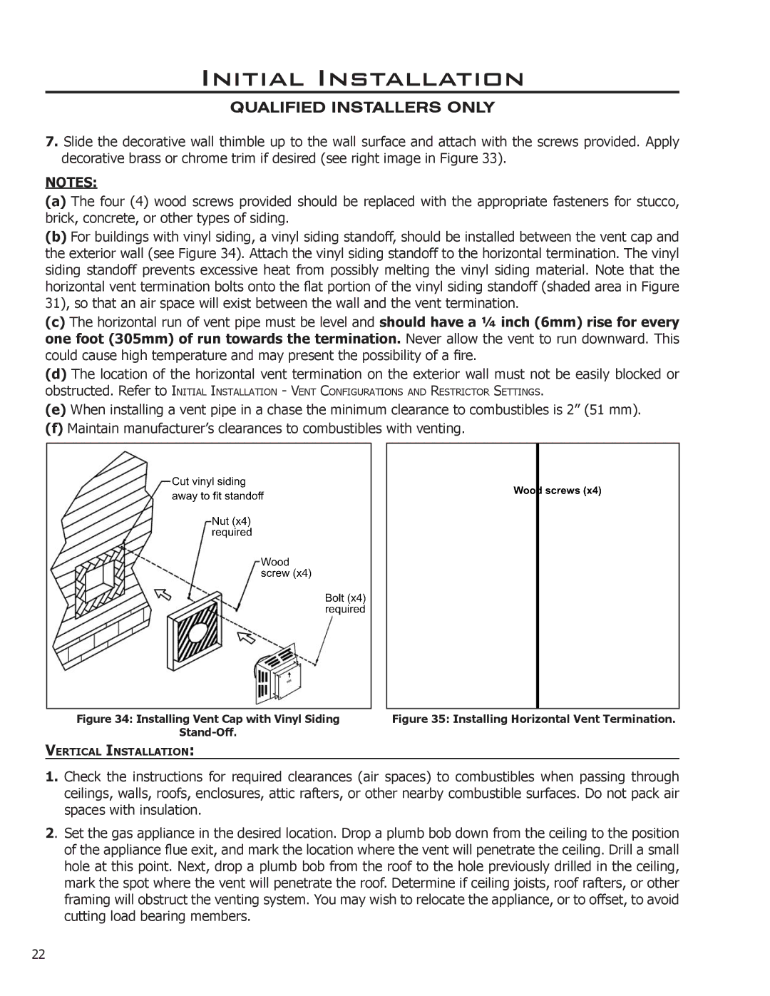 Enviro Cara owner manual Installing Horizontal Vent Termination 