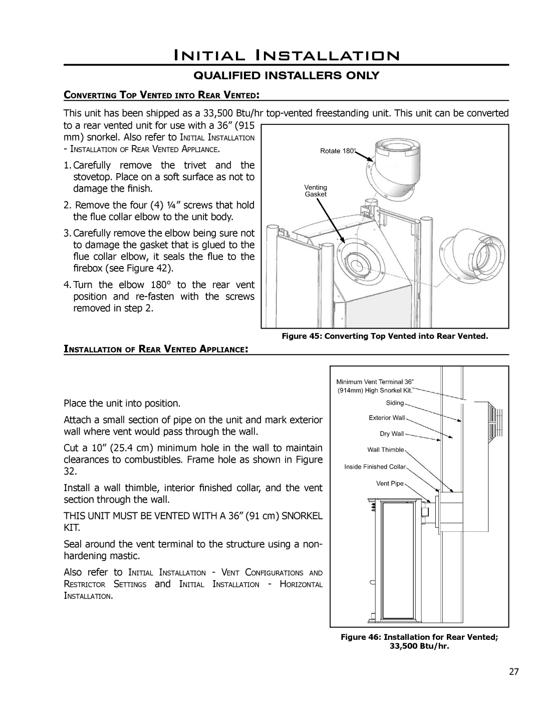 Enviro Cara owner manual Converting Top Vented into Rear Vented 