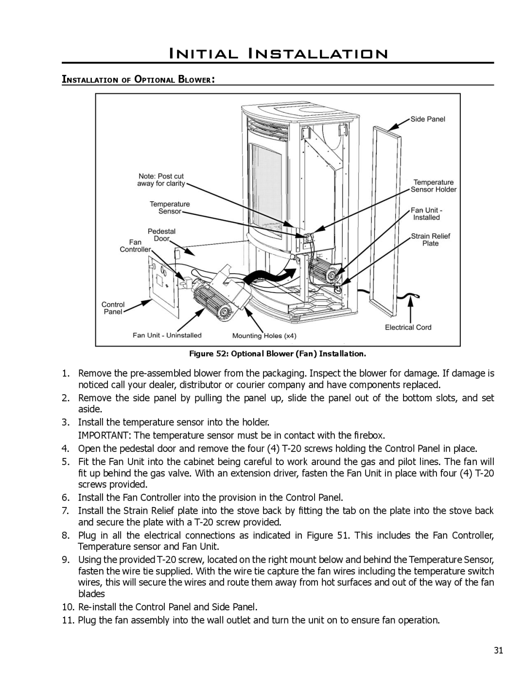 Enviro Cara owner manual Optional Blower Fan Installation 