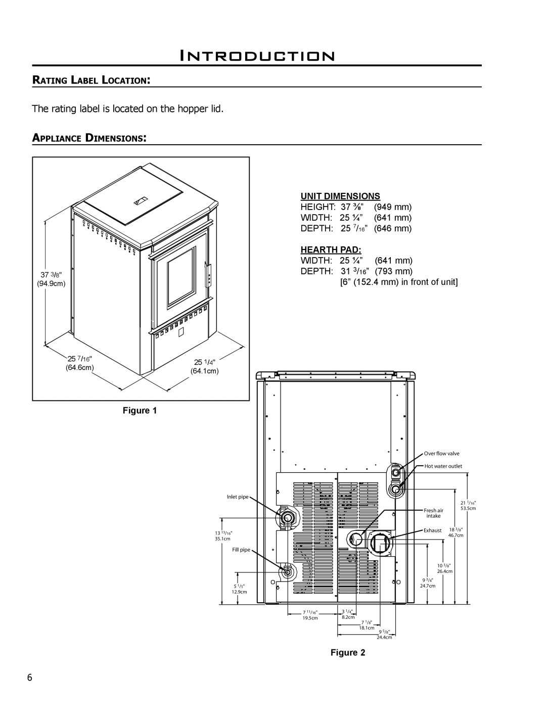 Enviro CE2005 owner manual Rating label is located on the hopper lid 