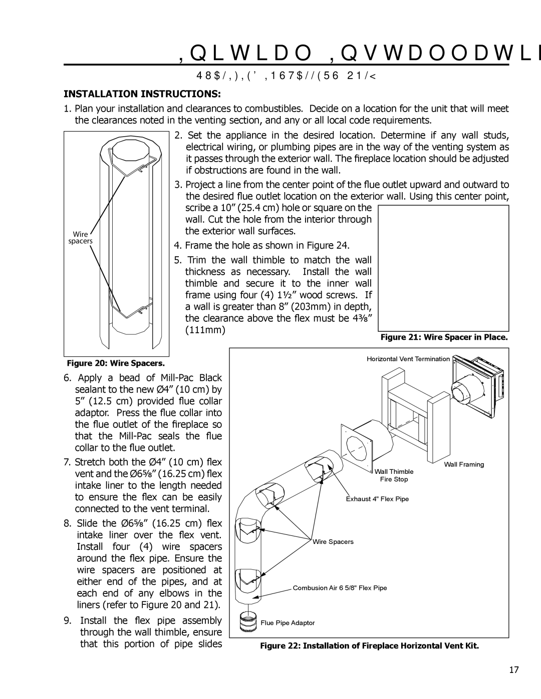 Enviro DV42DX owner manual Installation Instructions, Wire Spacer in Place 