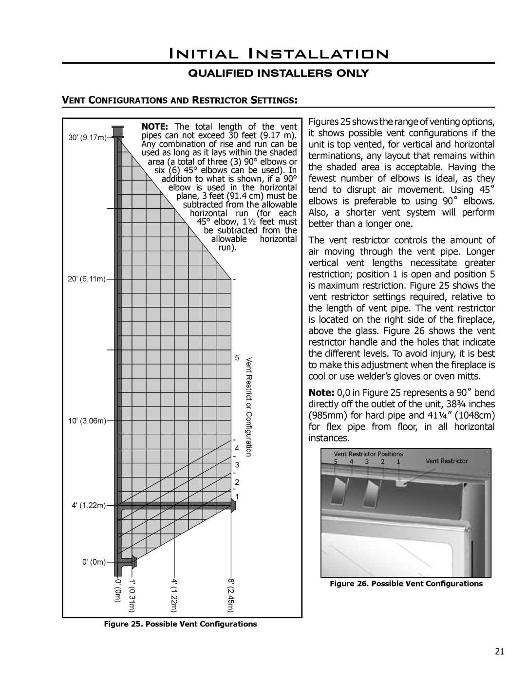 Enviro DV42DX owner manual Vent Configurations and Restrictor Settings 