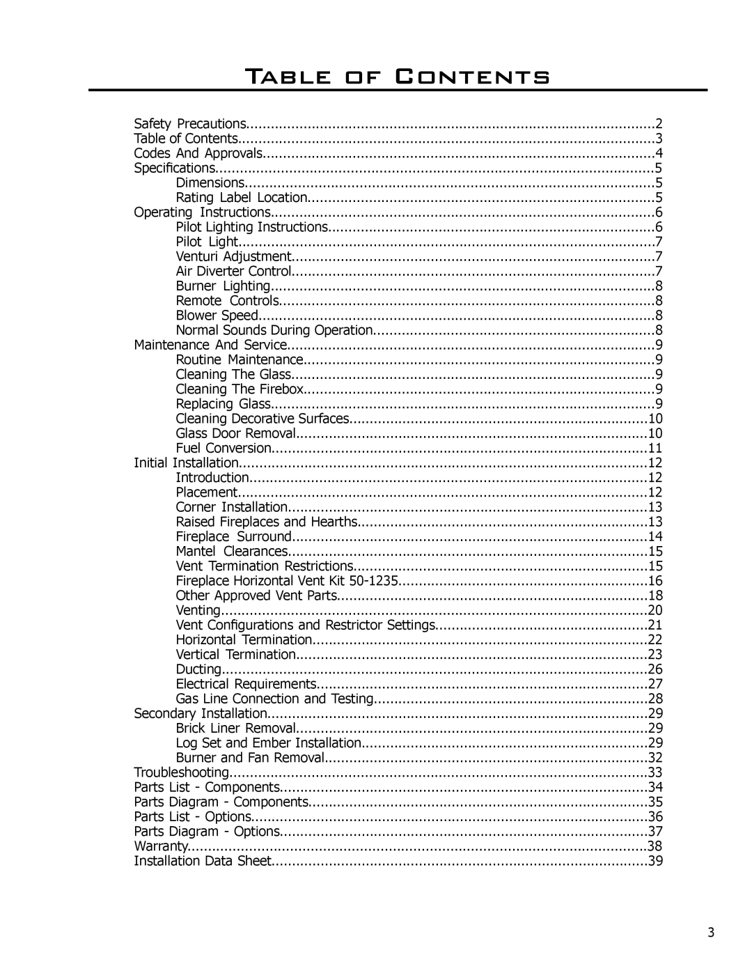 Enviro DV42DX owner manual Table of Contents 