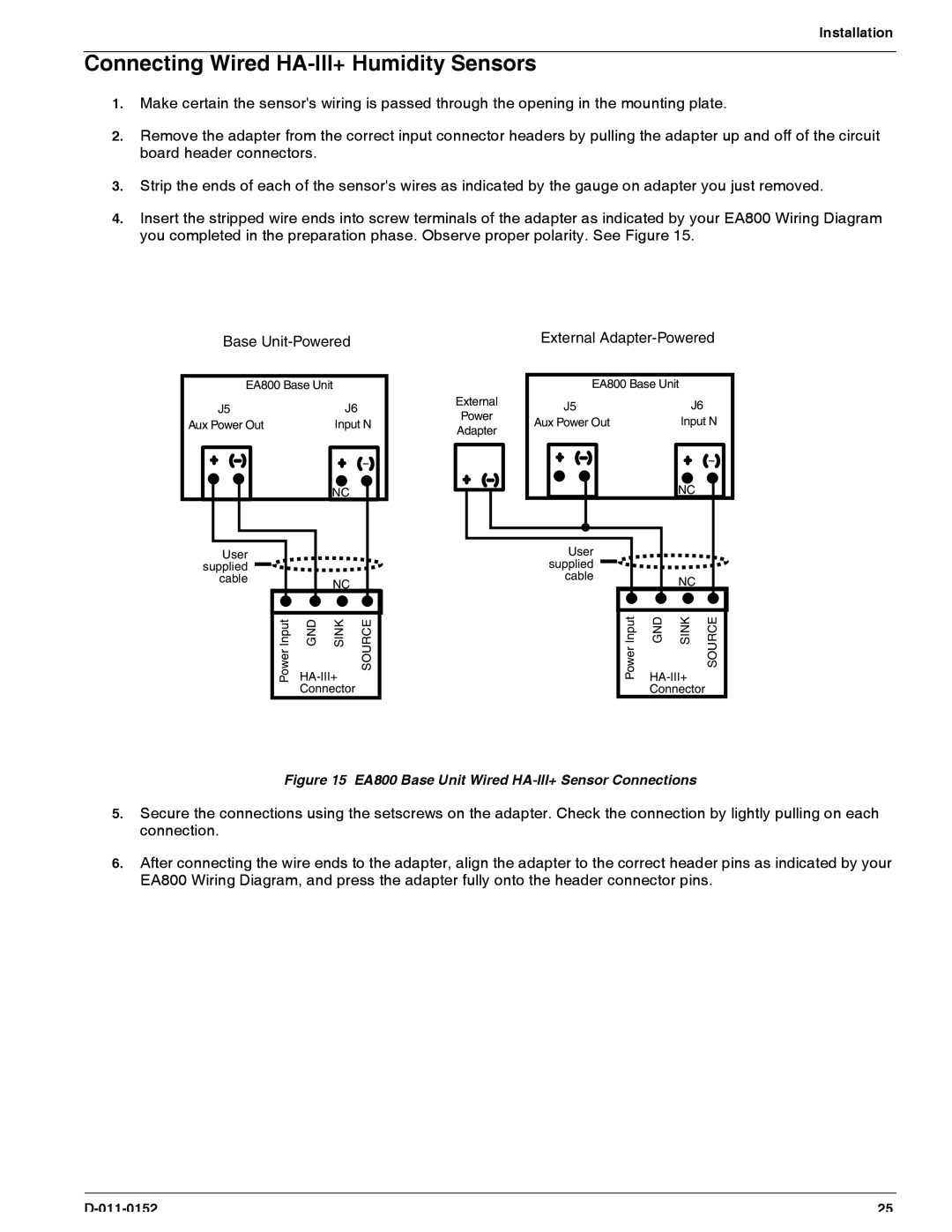 Enviro EA800 owner manual Connecting Wired HA-III+Humidity Sensors 