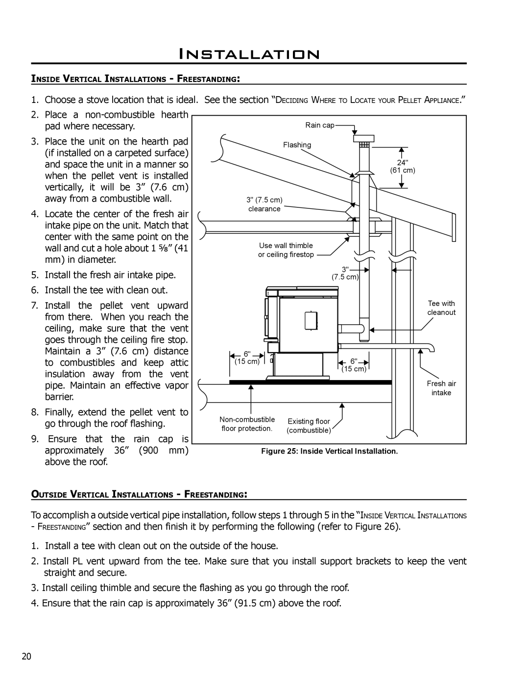 Enviro EF-119 owner manual Inside Vertical Installation 