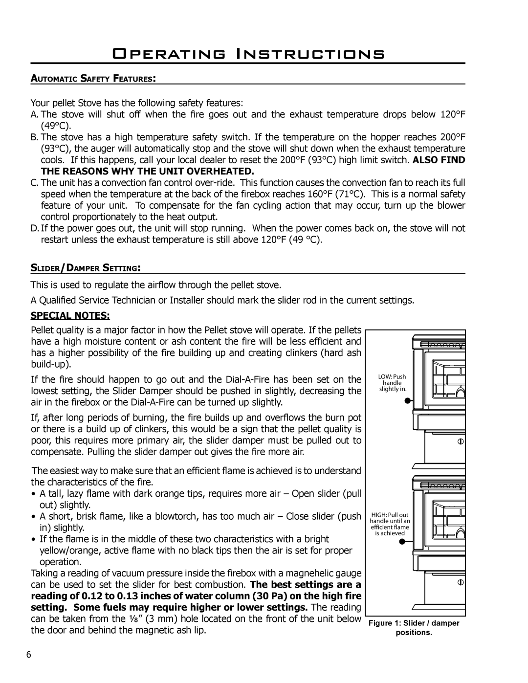 Enviro EF-119 owner manual Operating Instructions, Reasons WHY the Unit Overheated, Special Notes 