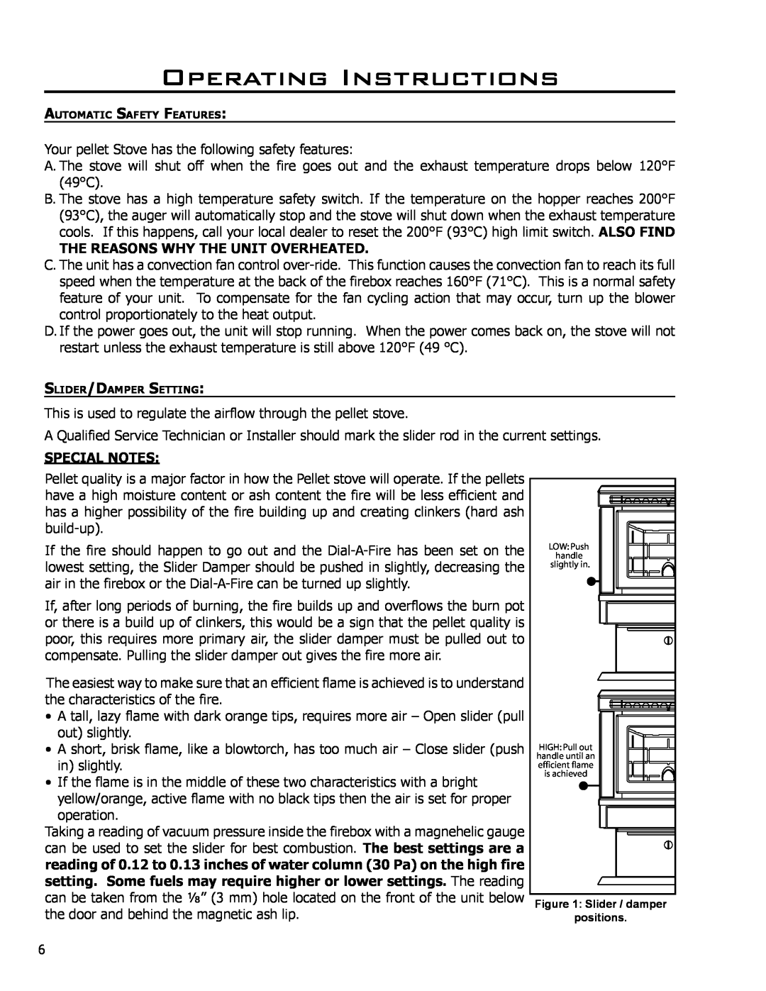 Enviro EF-119 owner manual Operating Instructions, The Reasons Why The Unit Overheated, Special Notes 