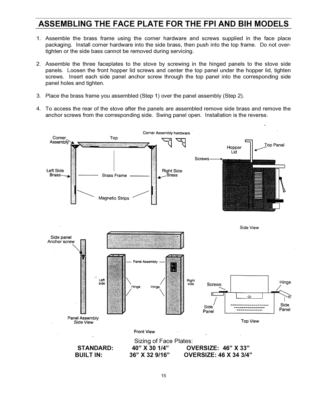 Enviro EF-II I technical manual Assembling the Face Plate for the FPI and BIH Models 