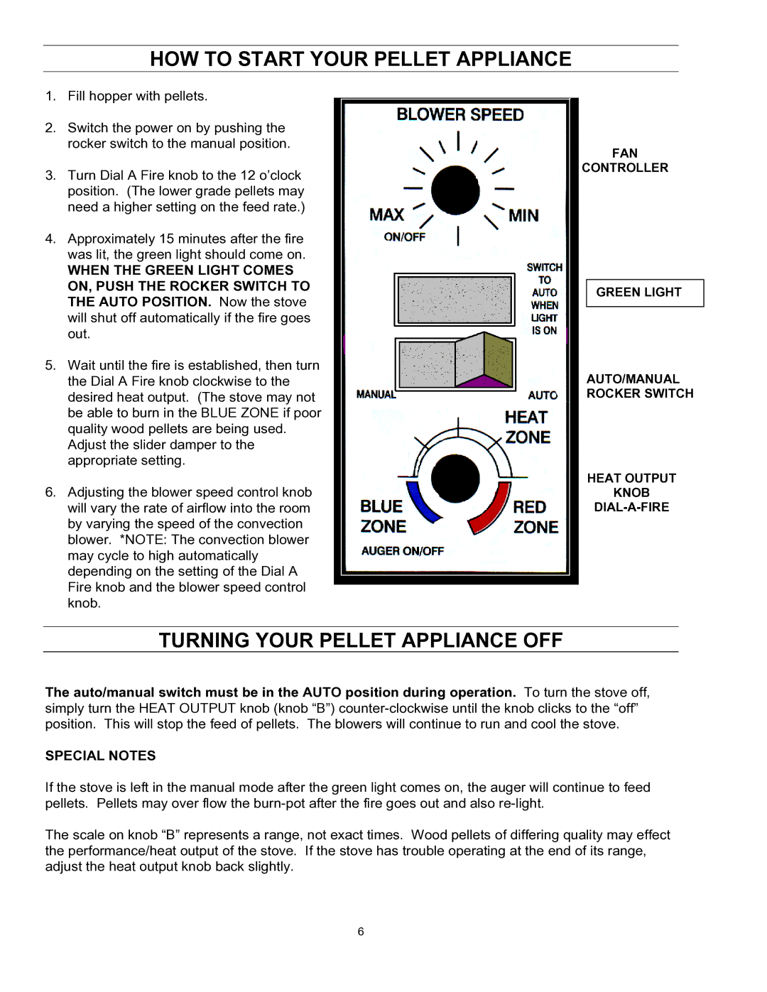 Enviro EF-II I technical manual HOW to Start Your Pellet Appliance, Turning Your Pellet Appliance OFF 