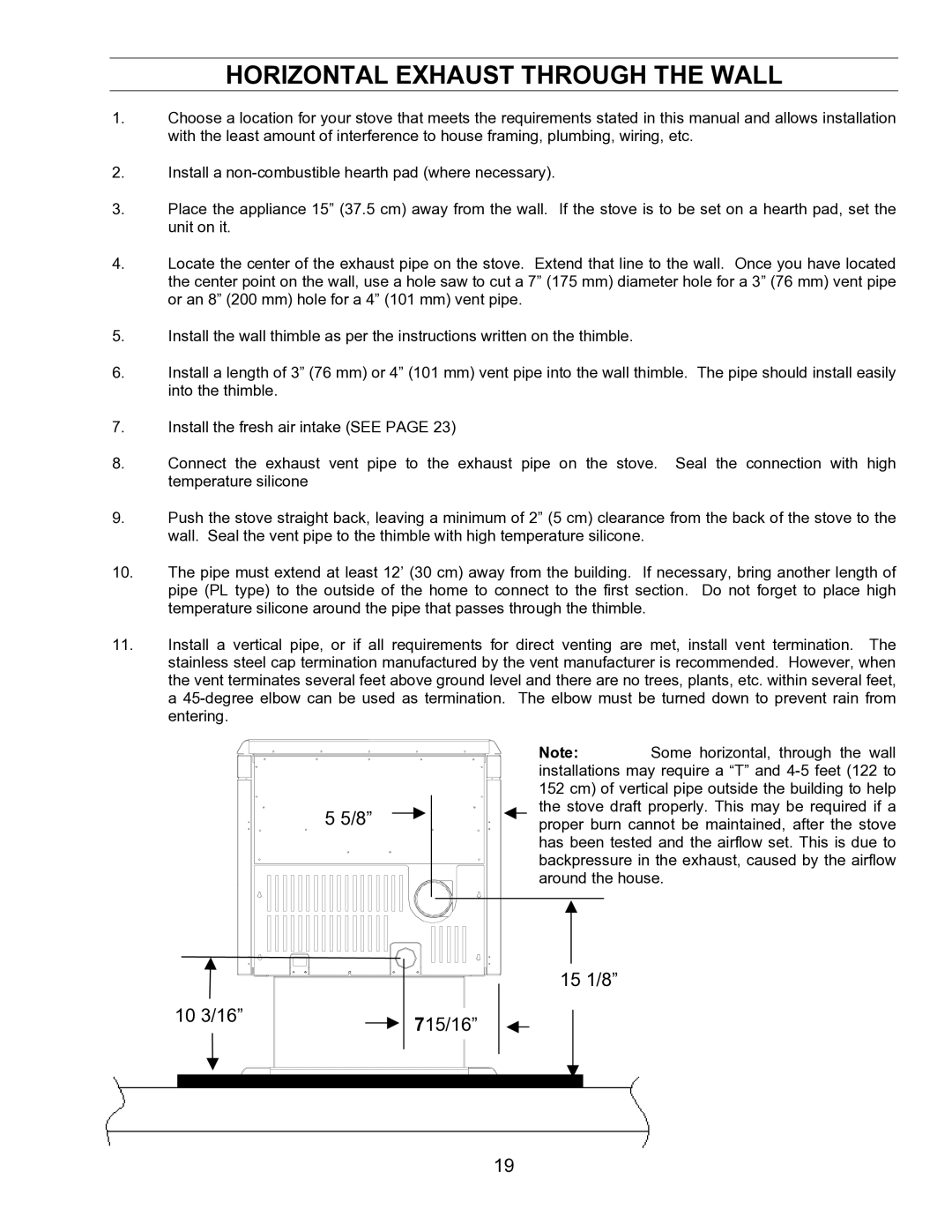 Enviro EF-IV I technical manual Horizontal Exhaust Through the Wall 