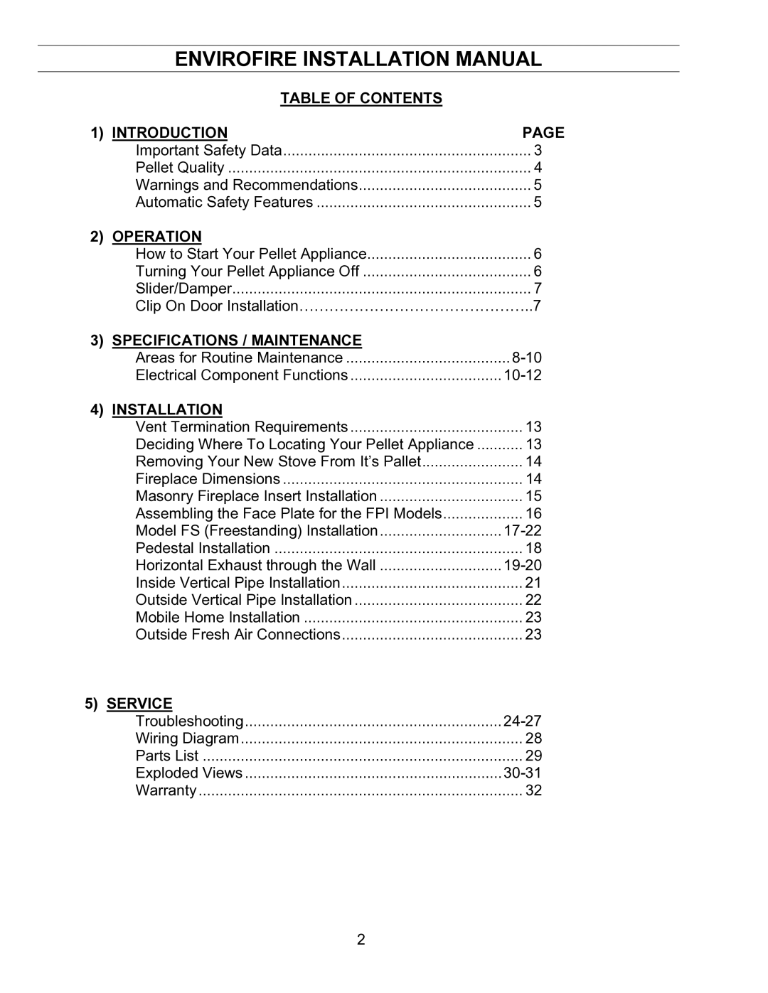 Enviro EF-IV I technical manual Envirofire Installation Manual, Operation 