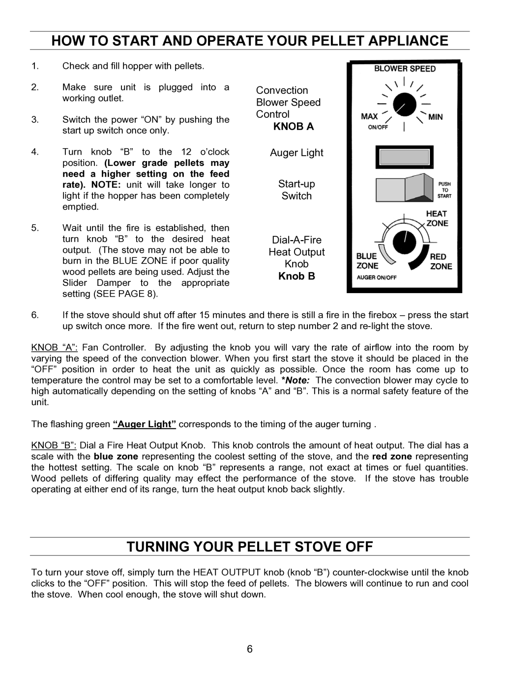 Enviro EF-IV I technical manual HOW to Start and Operate Your Pellet Appliance, Turning Your Pellet Stove OFF 