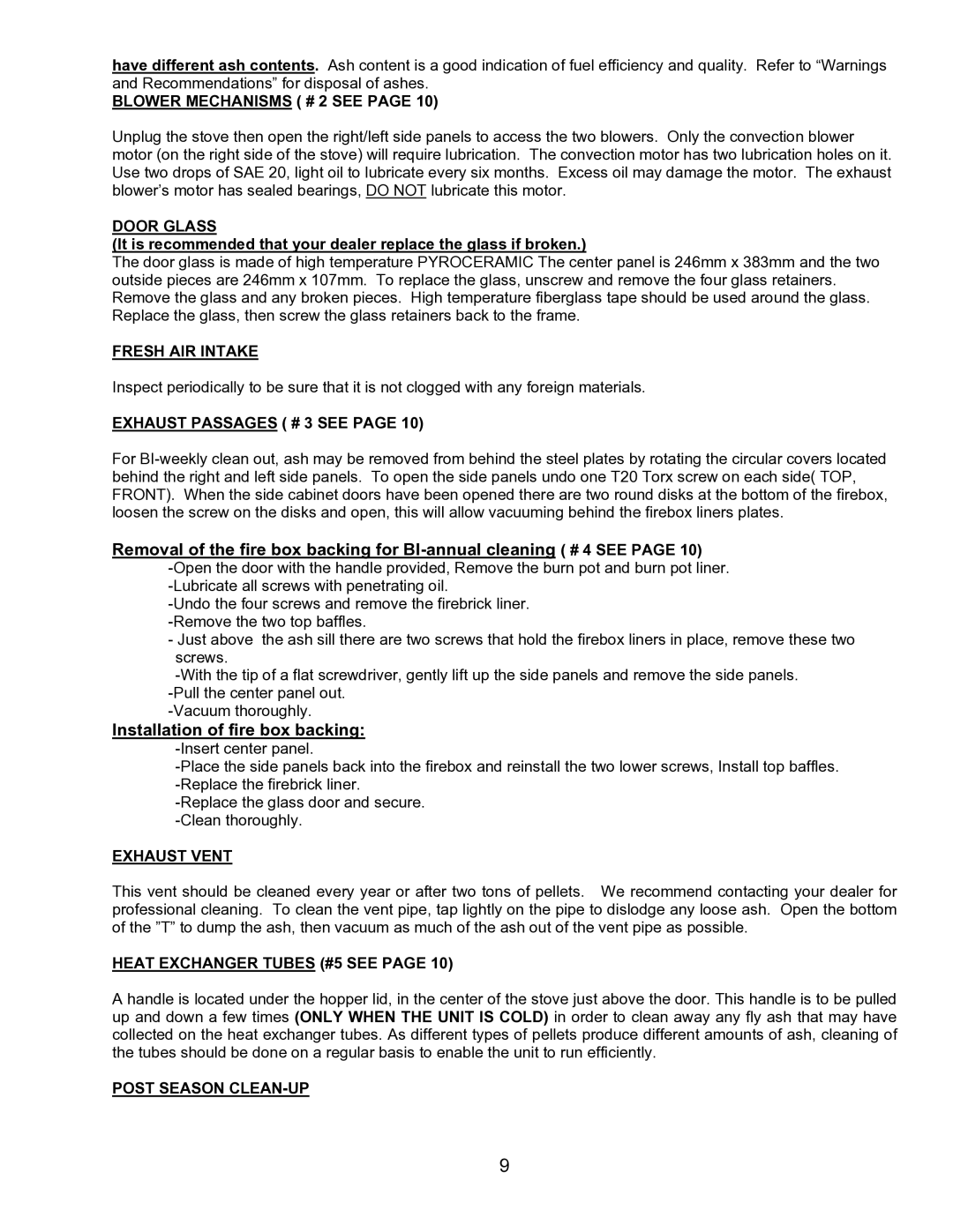 Enviro EF-IV I technical manual Installation of fire box backing 