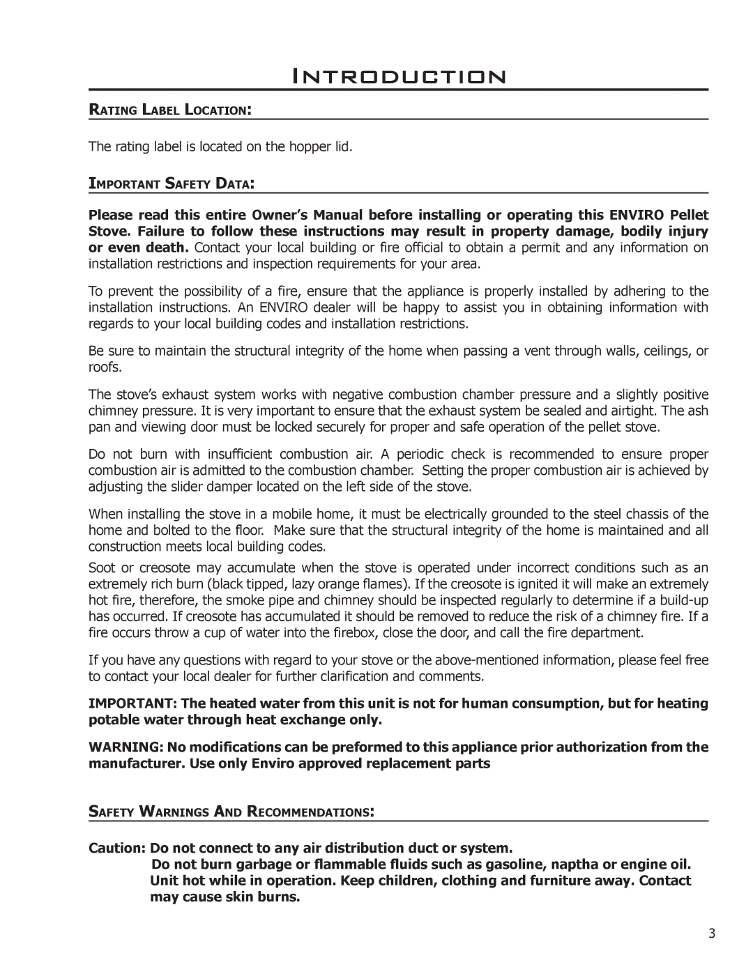 Enviro EF THERMO 28 technical manual Introduction 