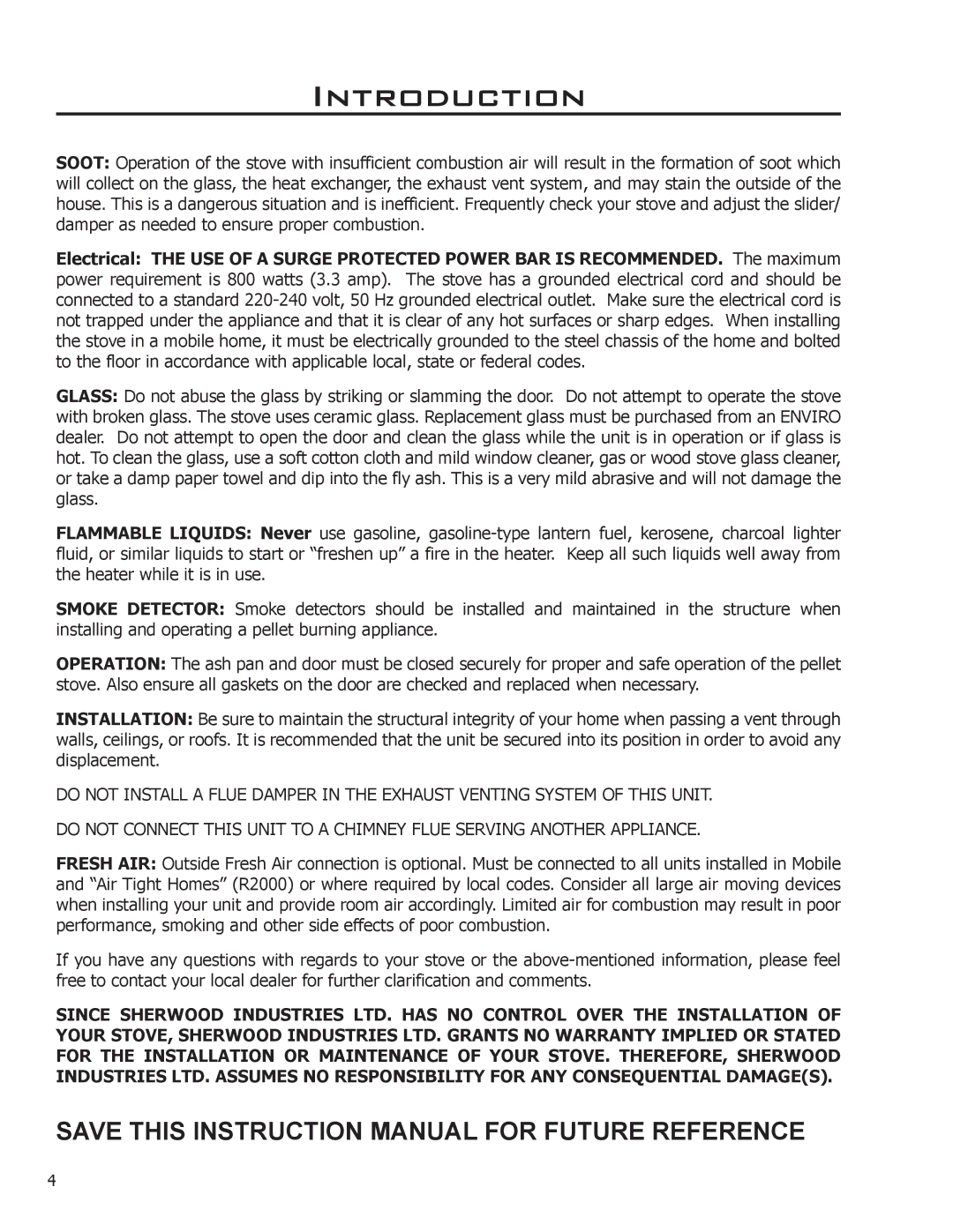 Enviro EF THERMO 28 technical manual Introduction 