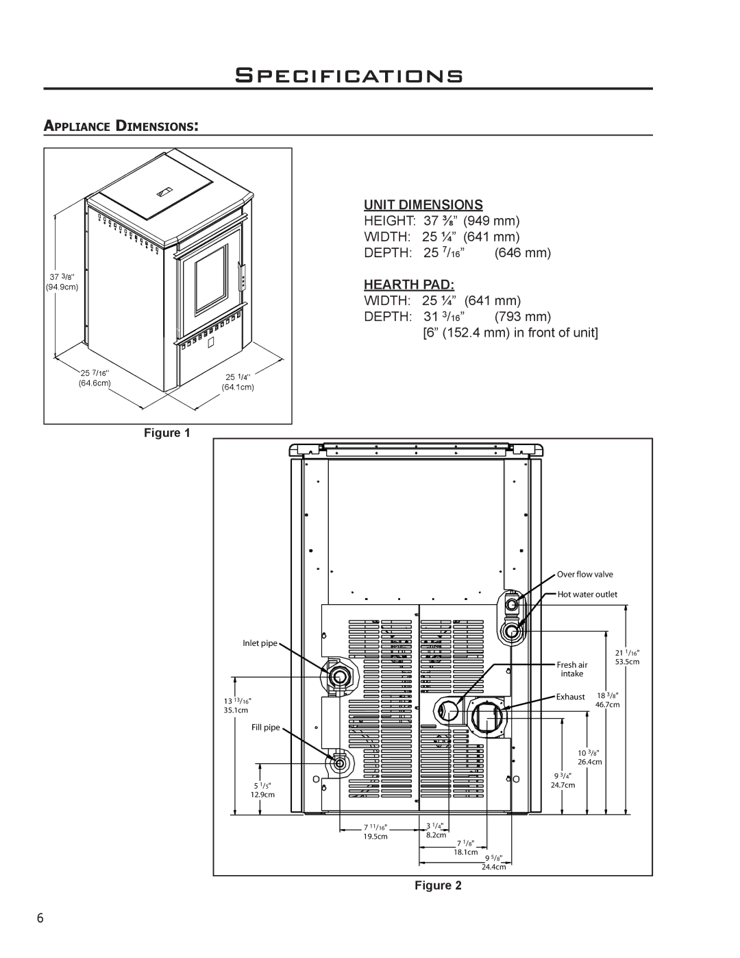 Enviro EF THERMO 28 technical manual Unit Dimensions 