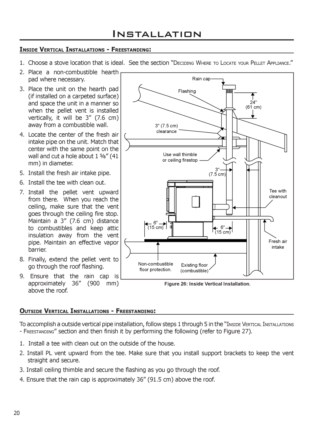 Enviro EF2 owner manual Inside Vertical Installation 