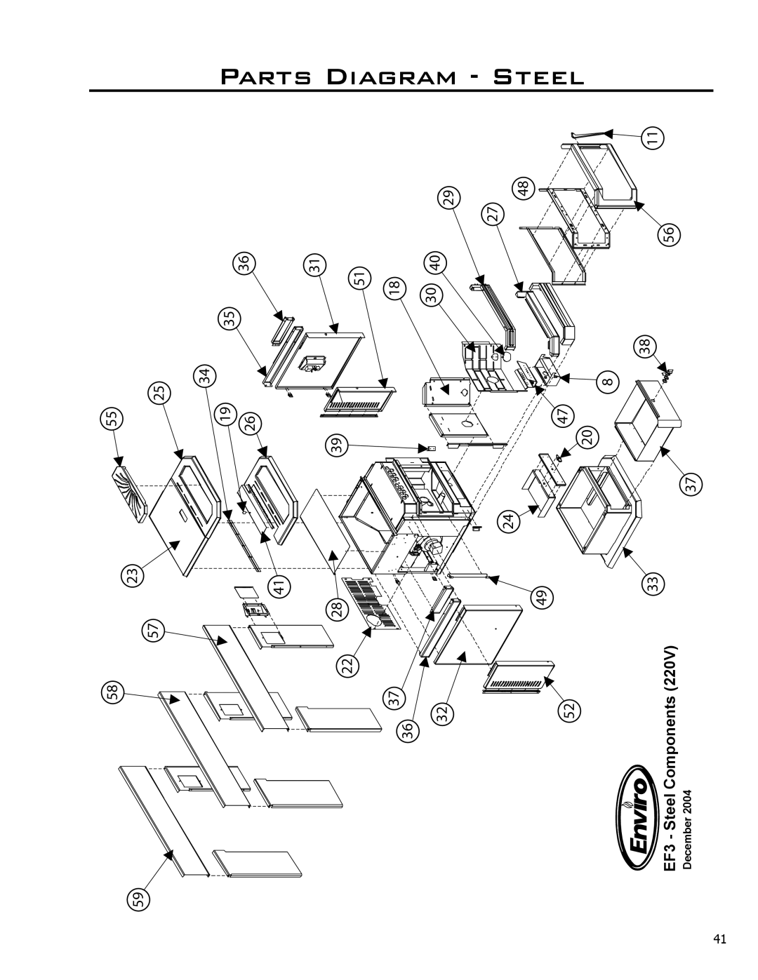 Enviro EF3 owner manual Parts Diagram Steel 