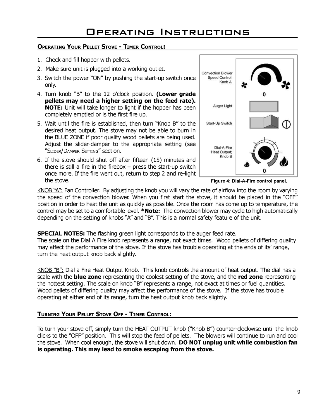 Enviro EF3 owner manual Stove, Dial-A-Fire control panel 