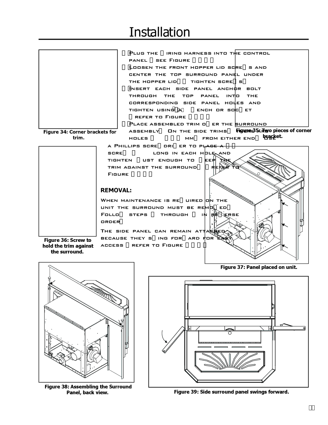 Enviro EF3 owner manual Removal, Corner brackets for Trim 