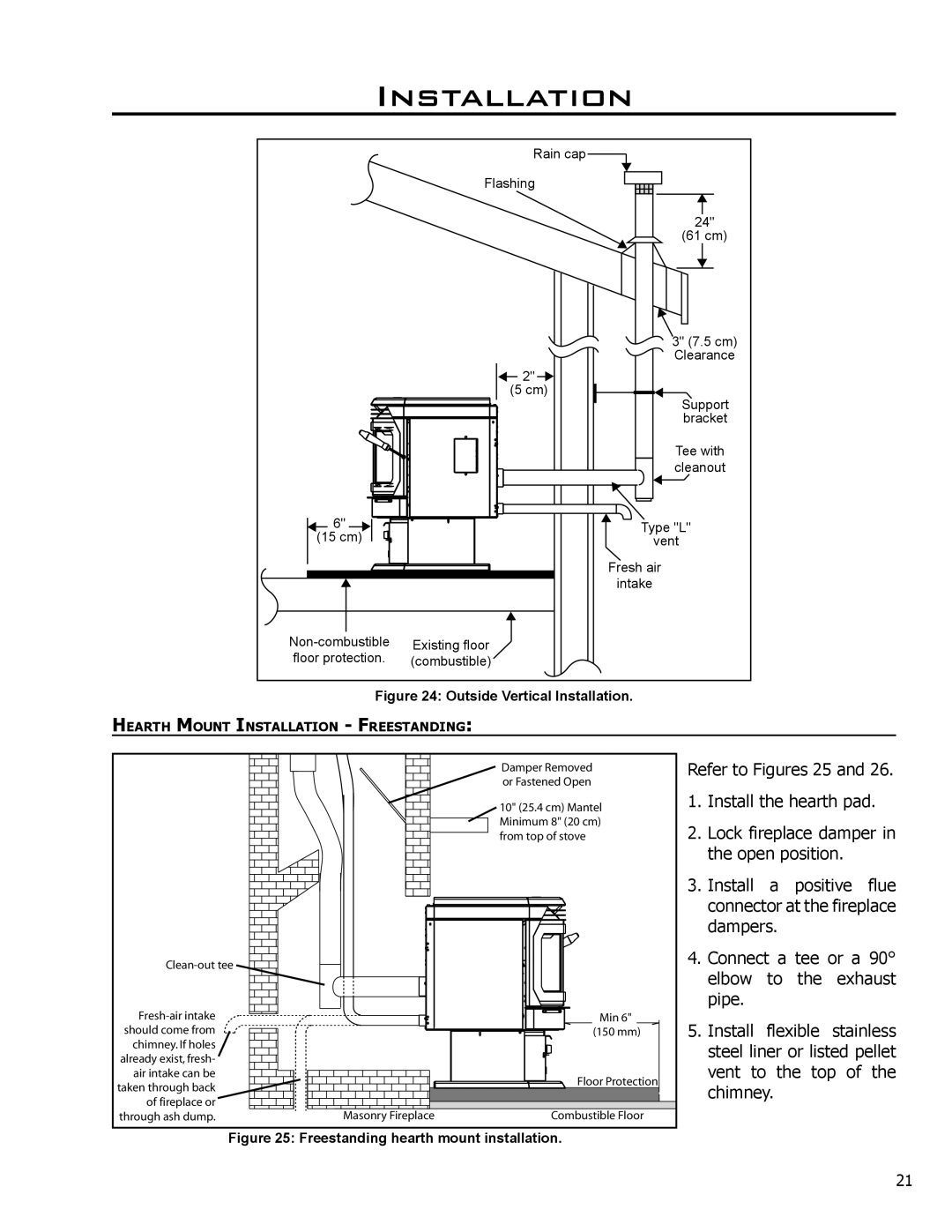 Enviro EF4 owner manual Outside Vertical Installation 