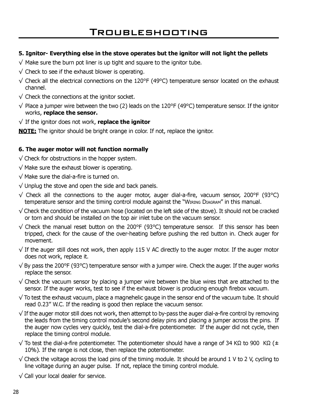 Enviro EF4 owner manual Troubleshooting 