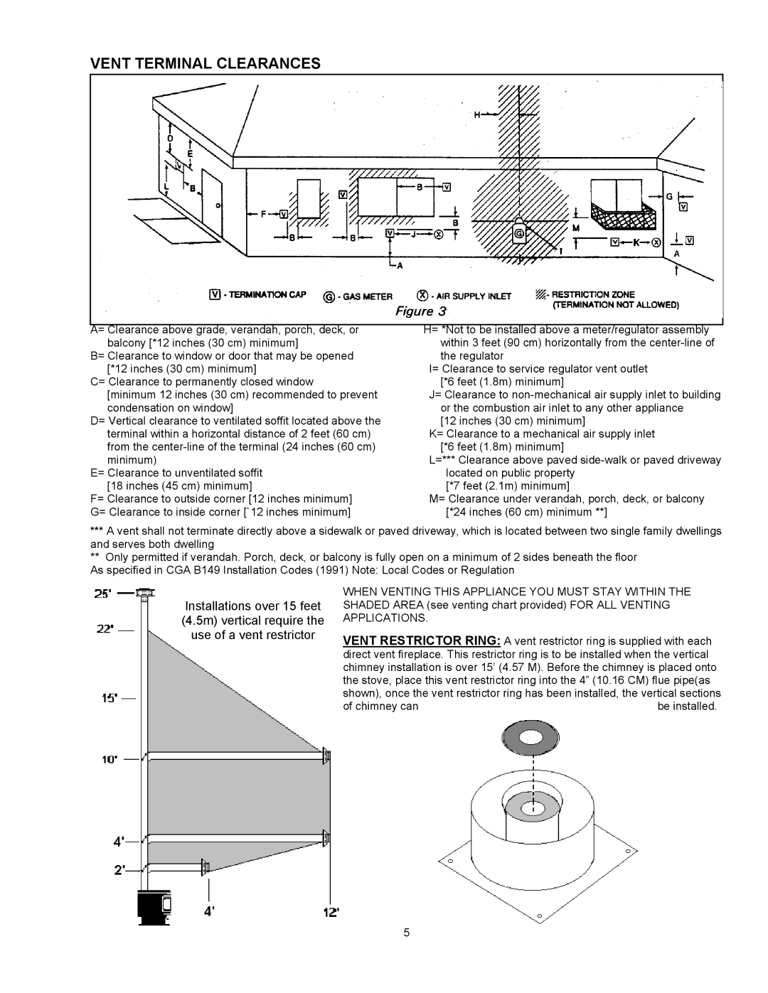 Enviro EG 28 owner manual Vent Terminal Clearances 