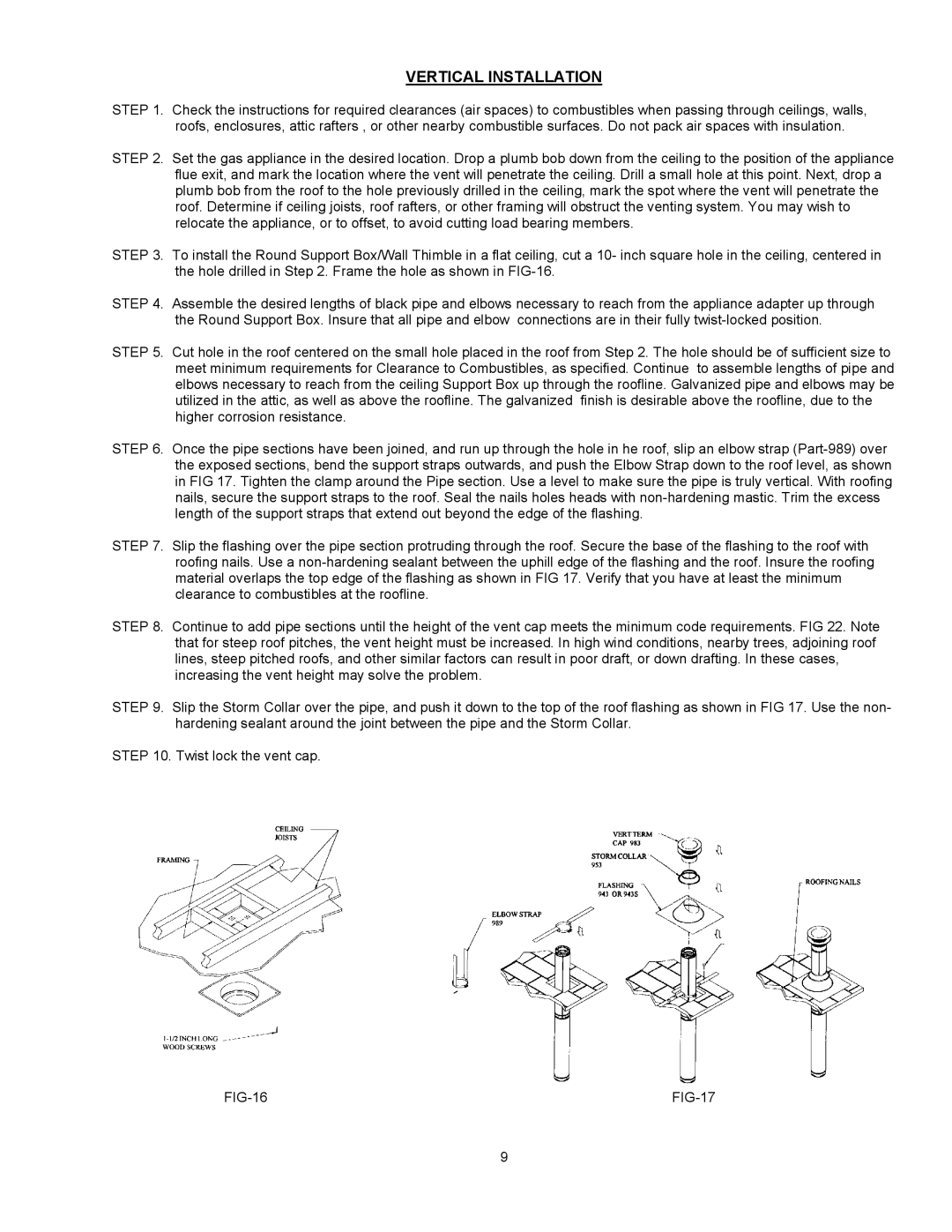 Enviro EG 28 owner manual Vertical Installation 