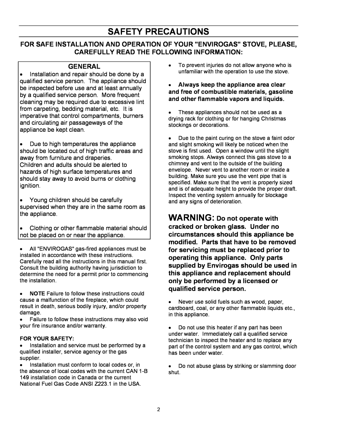 Enviro EG 28 owner manual Safety Precautions, Carefully Read The Following Information, General 