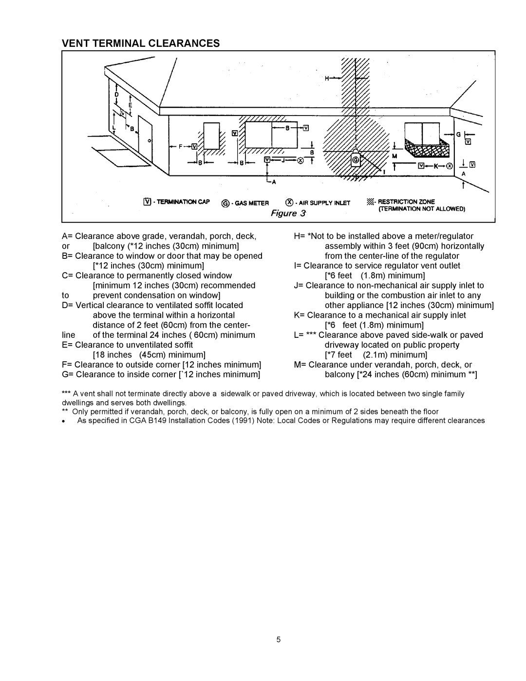 Enviro EG 40 B owner manual Vent Terminal Clearances 