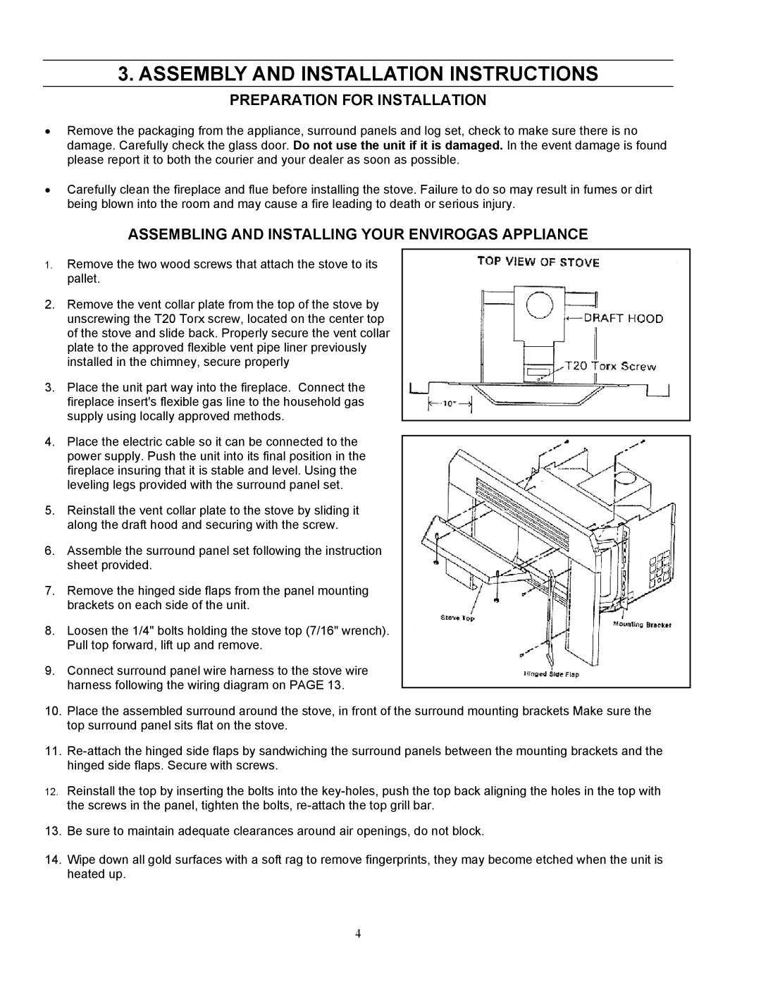 Enviro EG-40 owner manual Assembly and Installation Instructions, Preparation for Installation 