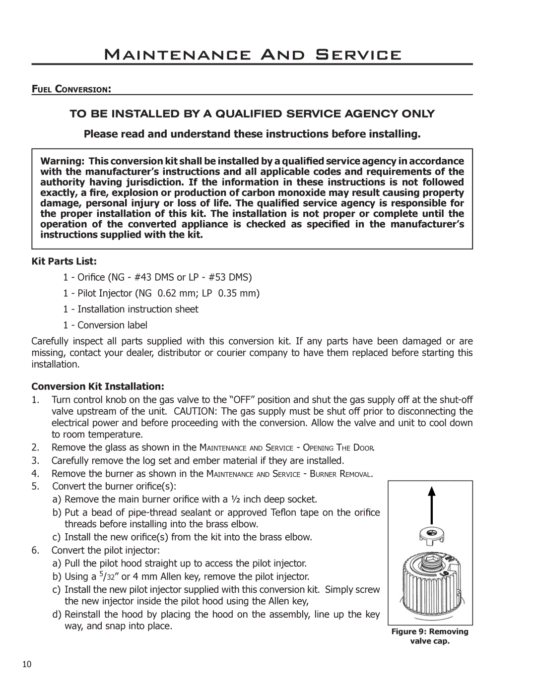 Enviro EG28 DV, EG28-120 owner manual Kit Parts List, Conversion Kit Installation, Way, and snap into place 