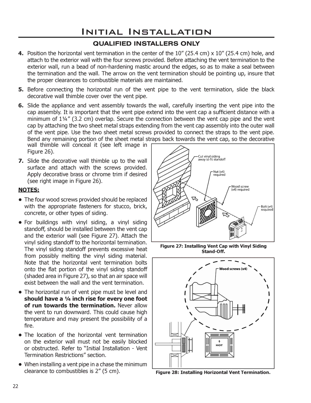 Enviro EG28 DV, EG28-120 owner manual Installing Vent Cap with Vinyl Siding Stand-Off 