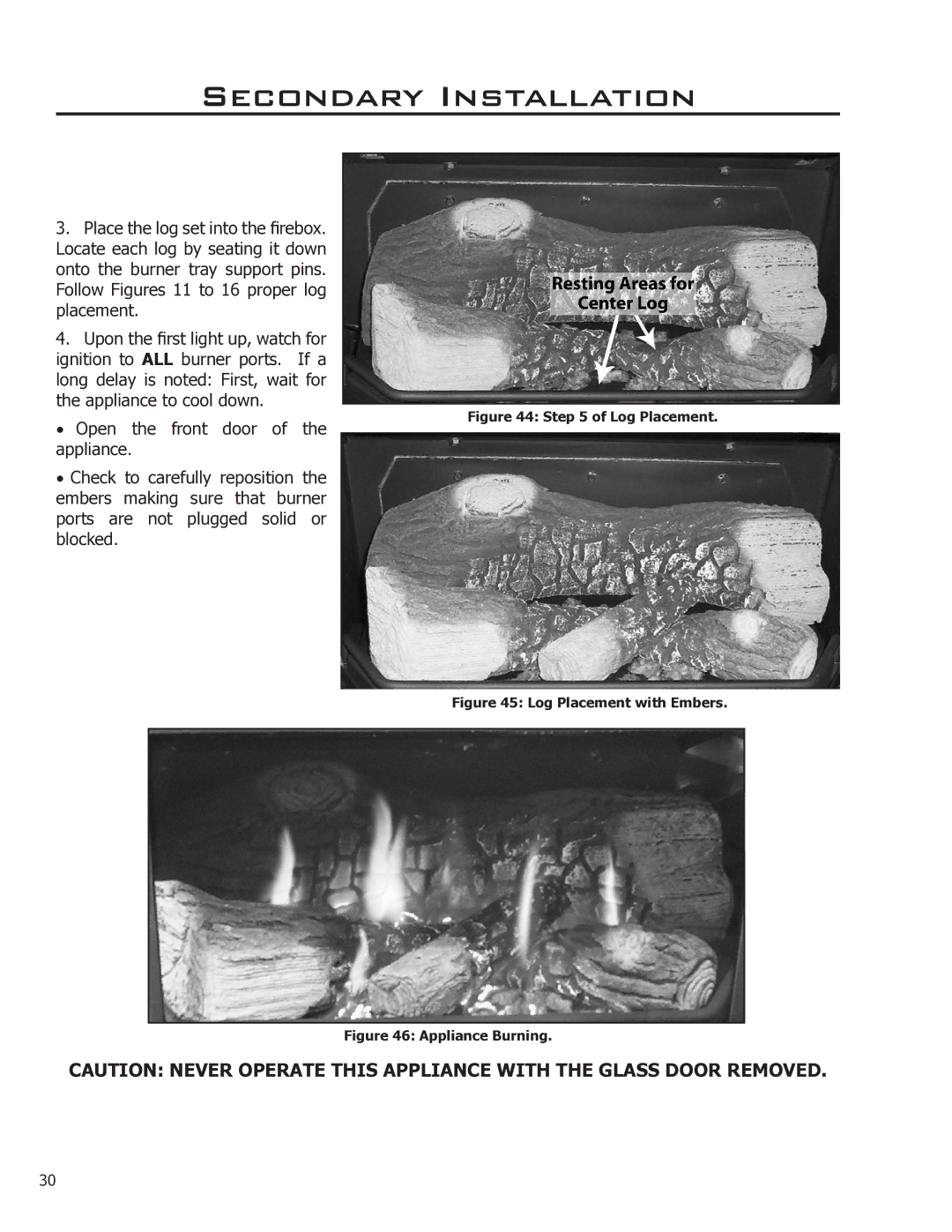 Enviro EG28 DV, EG28-120 owner manual Log Placement with Embers 