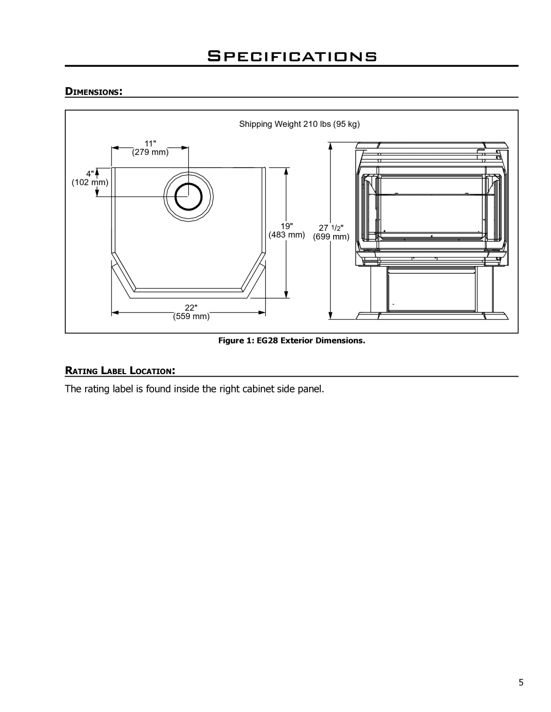 Enviro EG28-120, EG28 DV owner manual Specifications, EG28 Exterior Dimensions 