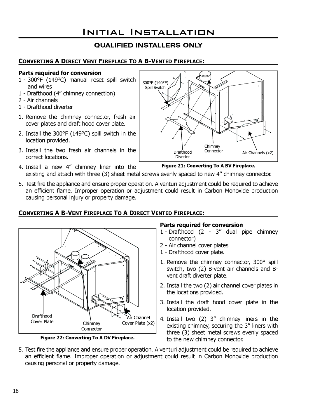 Enviro EG31-118 owner manual Parts required for conversion, Converting To a BV Fireplace 