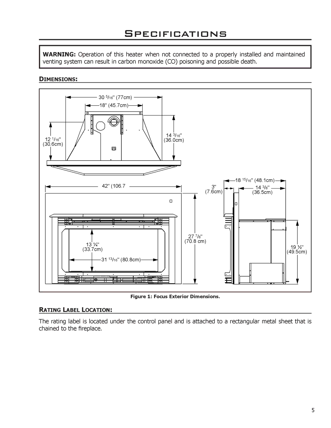 Enviro EG31-118 owner manual Specifications, Dimensions 