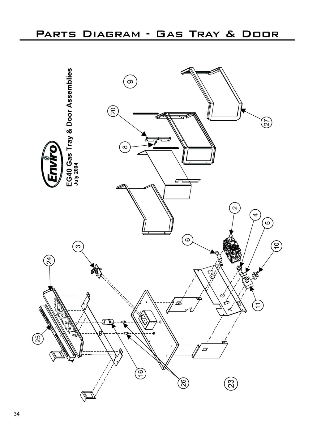 Enviro EG40-070 owner manual Parts Diagram Gas Tray Door 