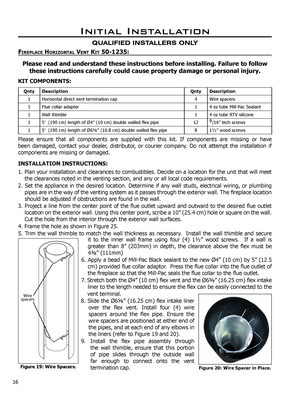 Enviro EG40-070 owner manual Kit Components, Installation Instructions, Initial Installation, Qualified Installers Only 