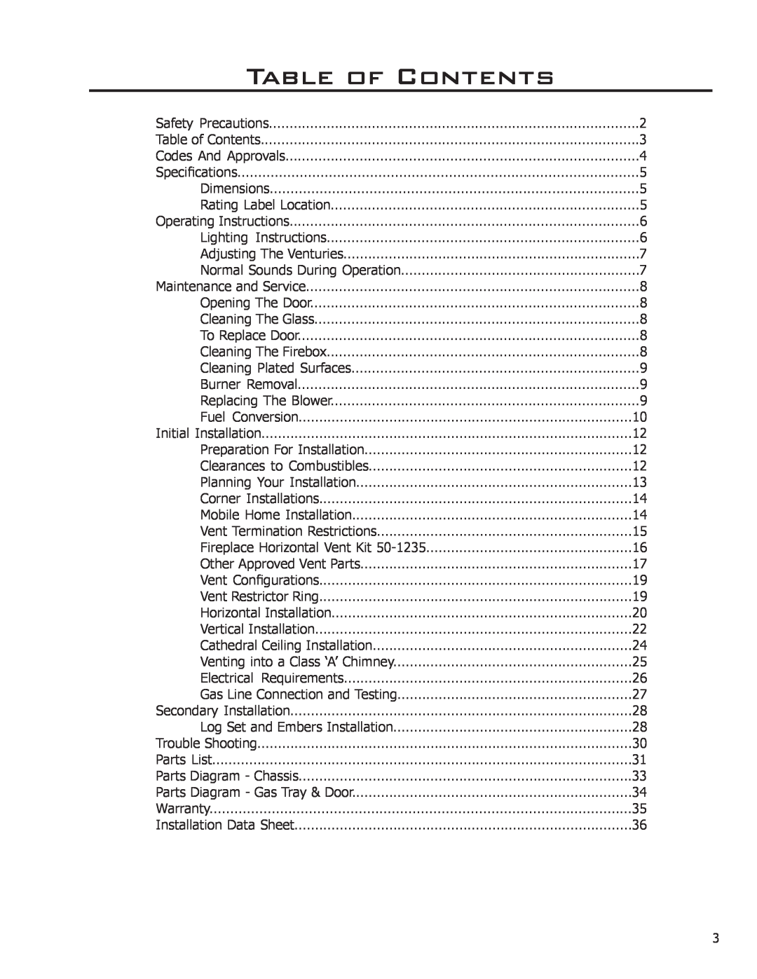 Enviro EG40-070 owner manual Table of Contents 