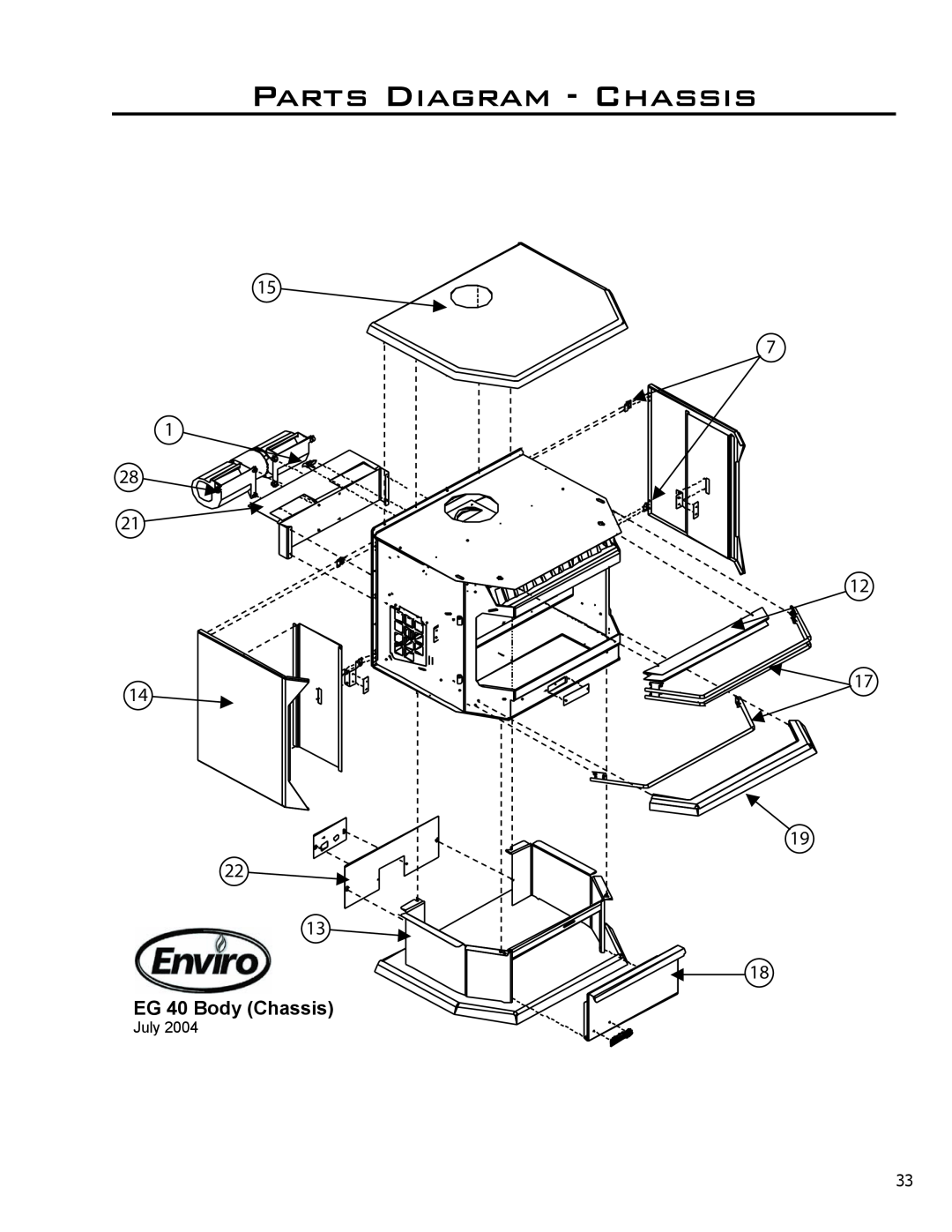 Enviro EG40-070 owner manual Parts Diagram - Chassis, EG 40 Body Chassis 