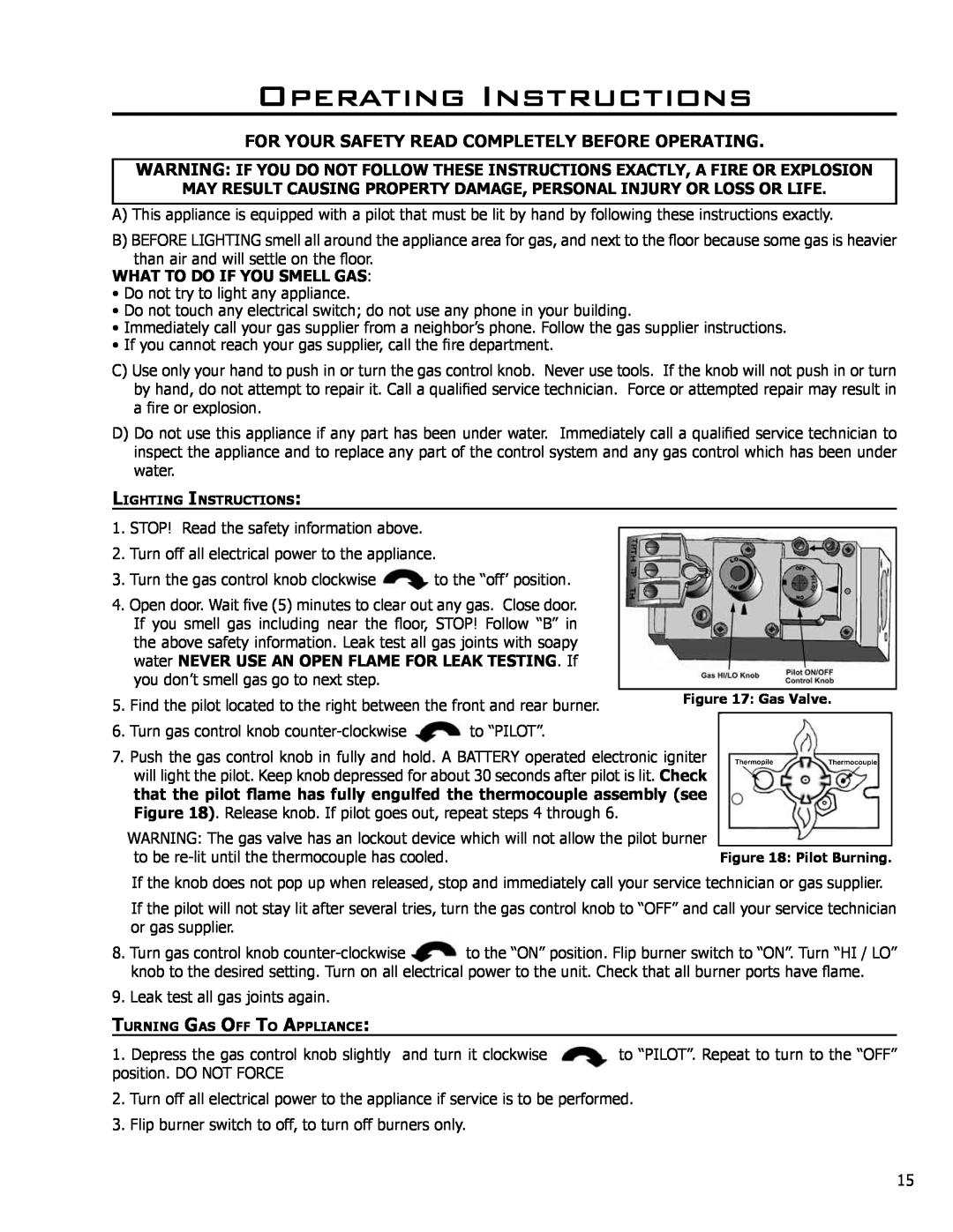 Enviro EG40 BV Operating Instructions, For Your Safety Read Completely Before Operating, What To Do If You Smell Gas 