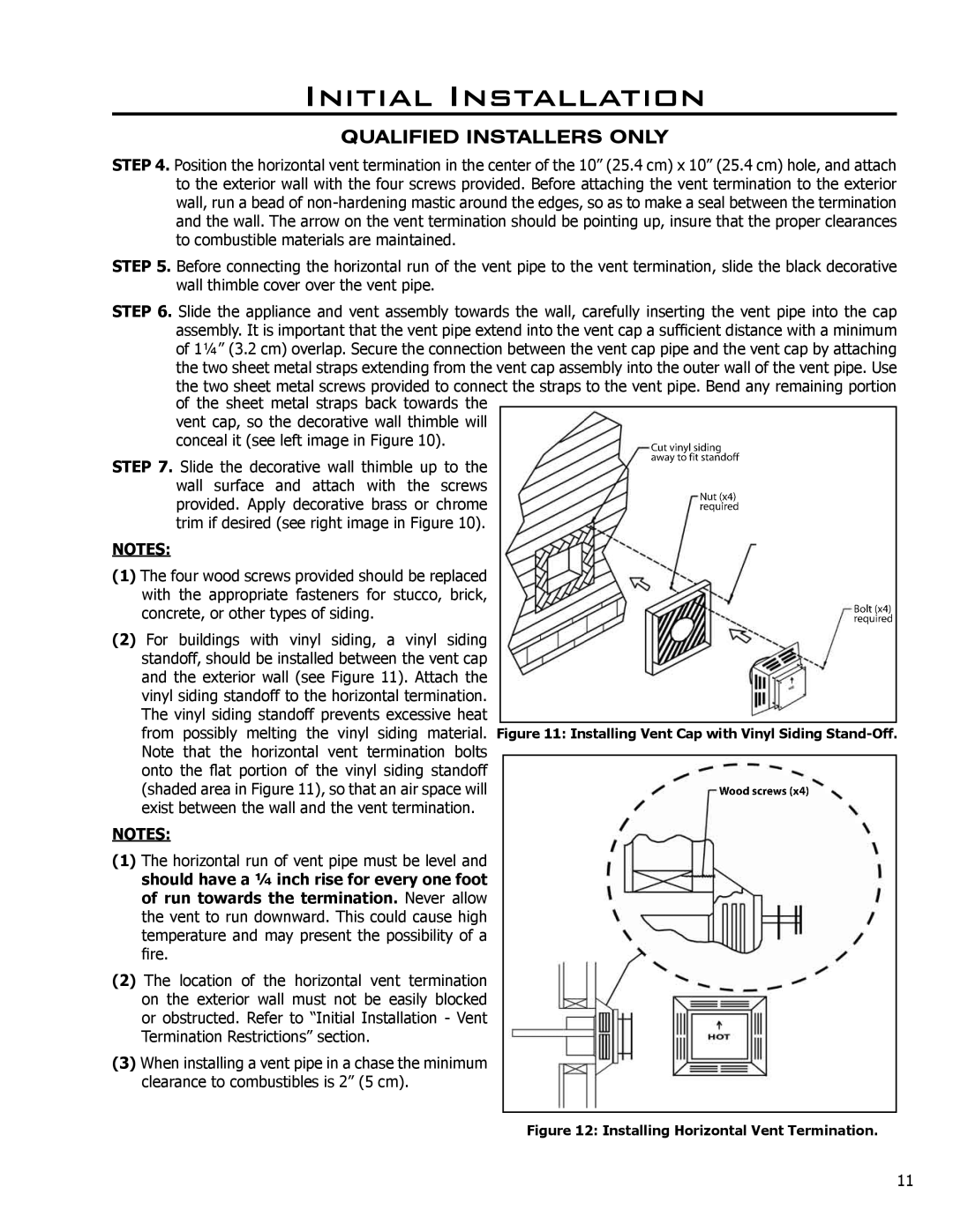 Enviro C-10365, EG40 DV owner manual Installing Horizontal Vent Termination 