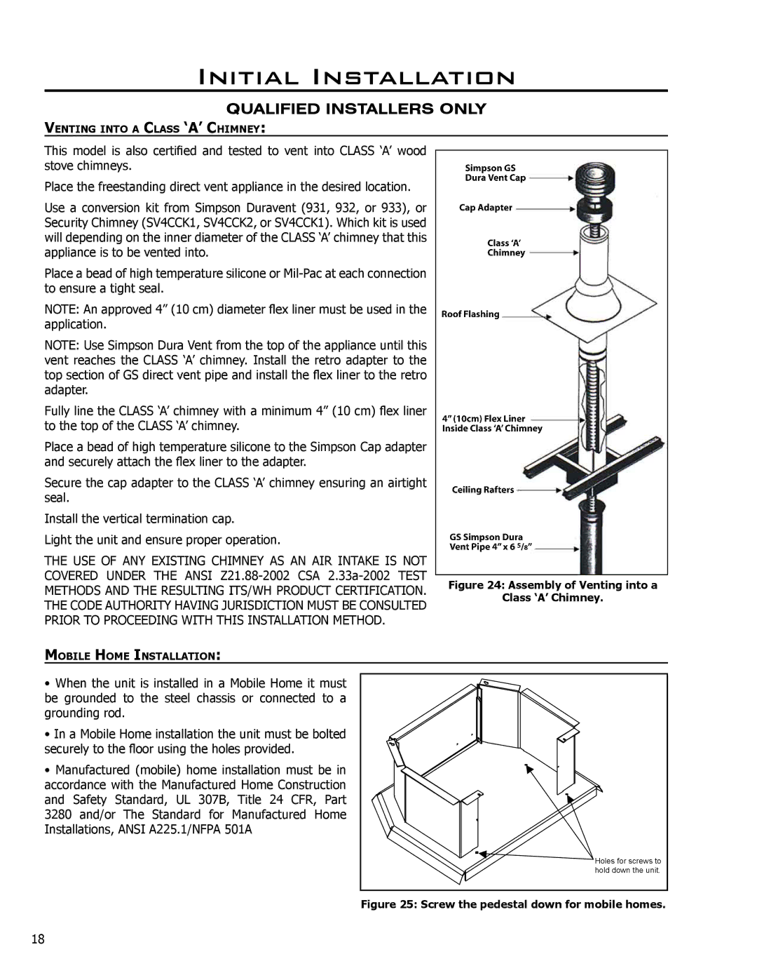 Enviro EG40 DV, C-10365 owner manual Assembly of Venting into a Class ‘A’ Chimney 