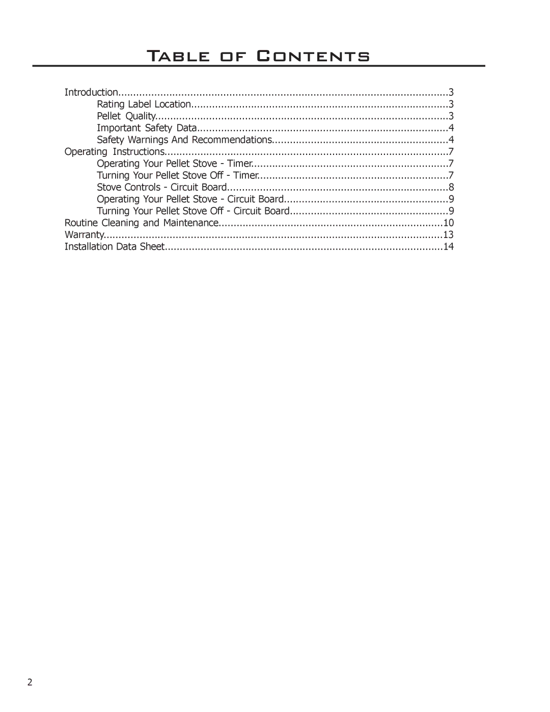 Enviro EP3 owner manual Table of Contents 