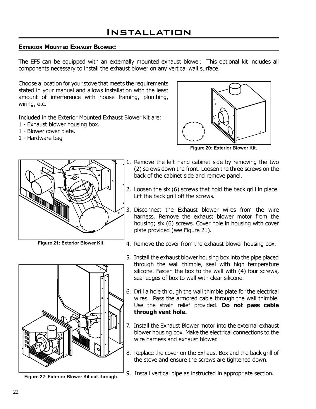 Enviro Evolution, C-10825 owner manual Through vent hole, Exterior Blower Kit 