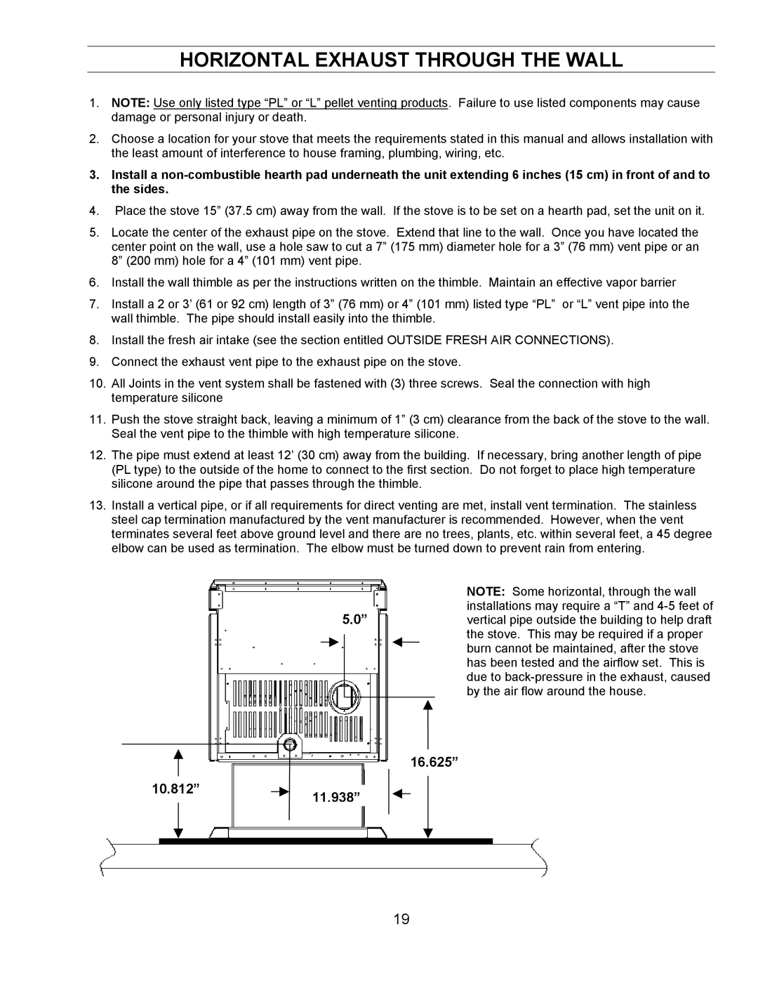 Enviro FPI, FS, BIH technical manual Horizontal Exhaust Through the Wall 